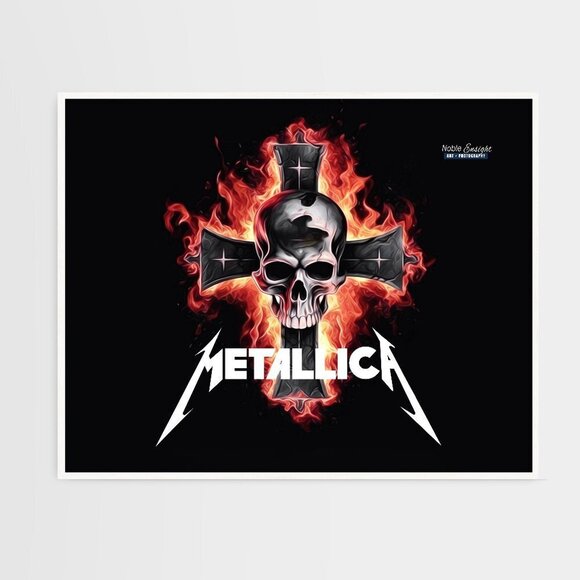 20x30 Metallica Heavy Metal Band Skull on‎ a Cross Oil Painting Art Poster - Picture 8 of 9